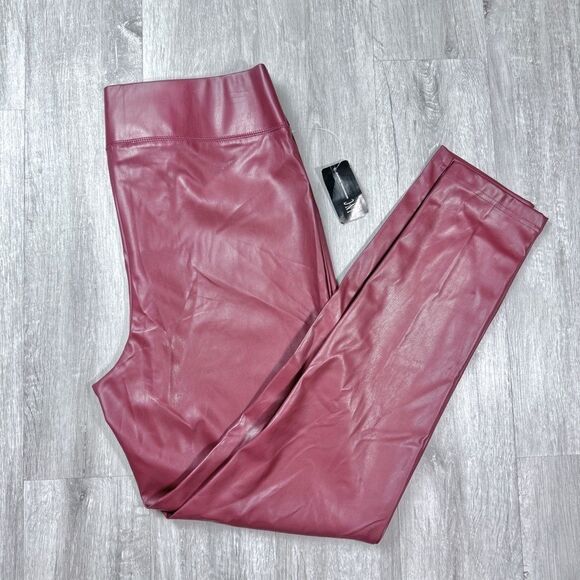 Red Leather Pants Leggings 2 - Picture 2 of 5